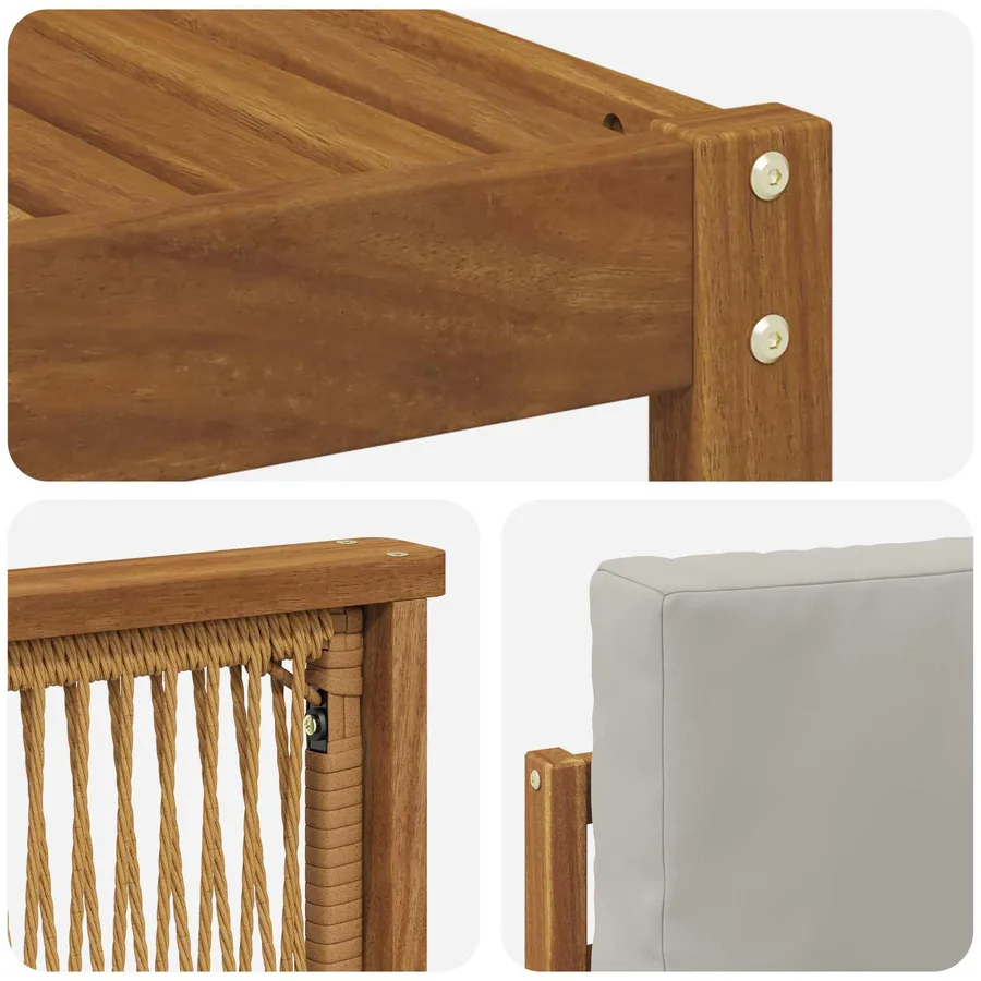 Ensembles de canapés avec coussin 8 pcs Bois d'Acacia Massif - 5