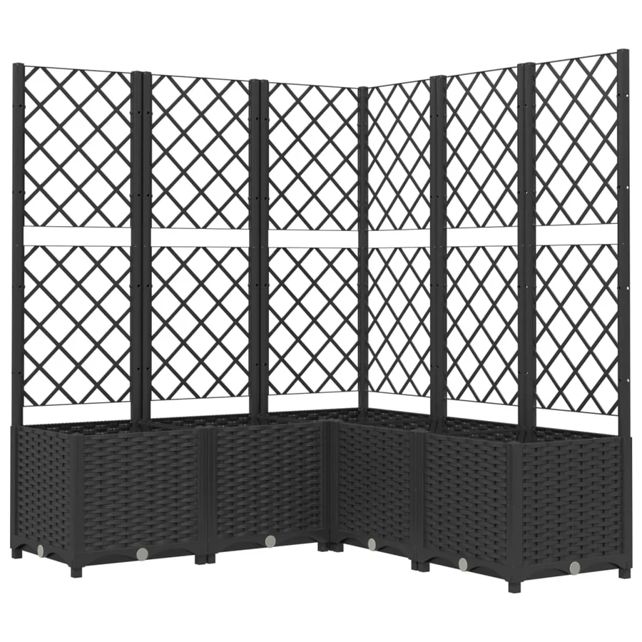 Jardinière avec treillis Noir 120x120x136 cm PP - 2