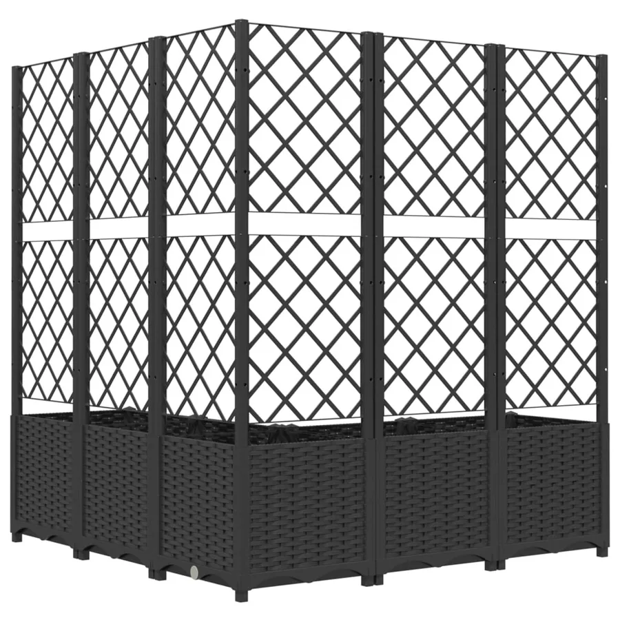 Jardinière avec treillis Noir 120x120x136 cm PP - 3