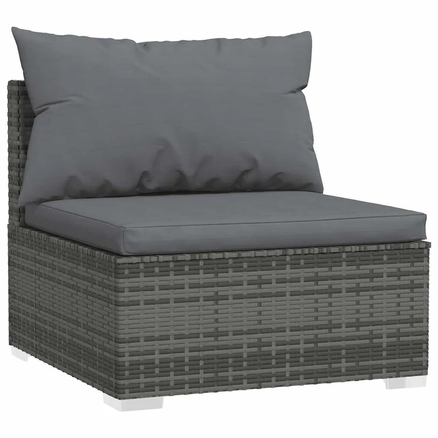 Salon de jardin 5 pcs avec coussins Résine tressée Gris - 3