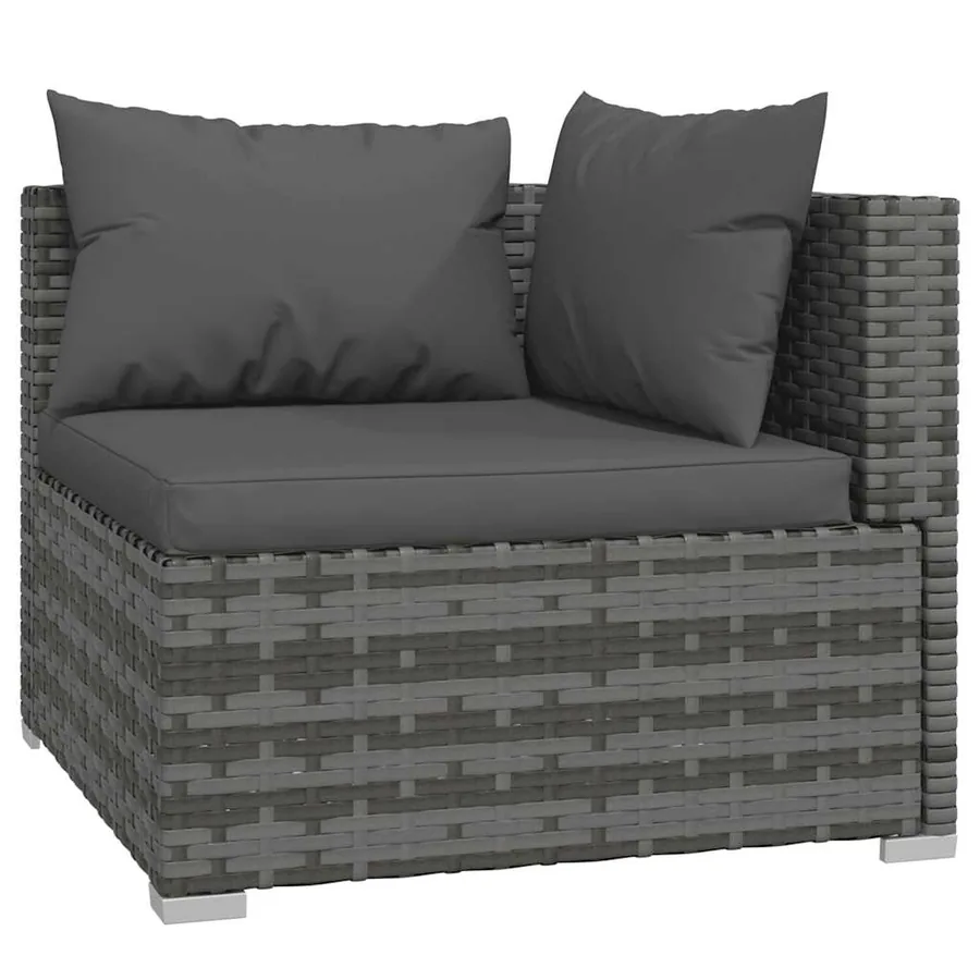 Salon de jardin 5 pcs avec coussins Résine tressée Gris - 4
