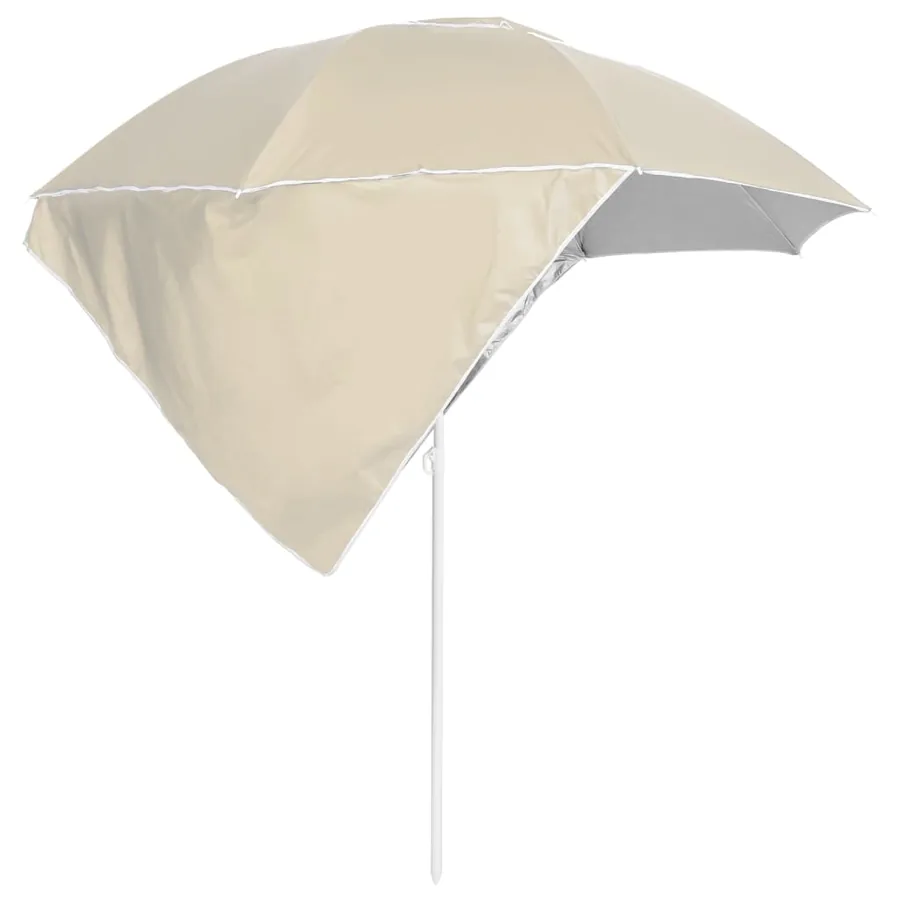 Parasol de plage avec parois latérales sable 215 cm - 3