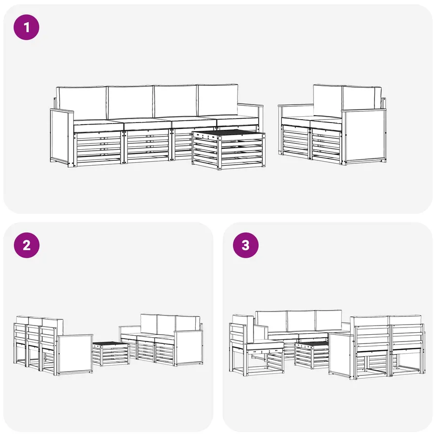 Ensemble de canapés d'extérieur 7 pcs Naturel et Beige - 6