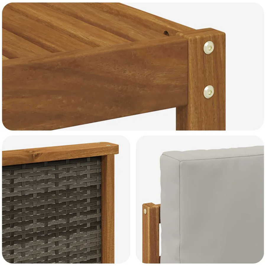 Ensemble de canapés d'extérieur 4 pcs Naturel et gris clair - 5