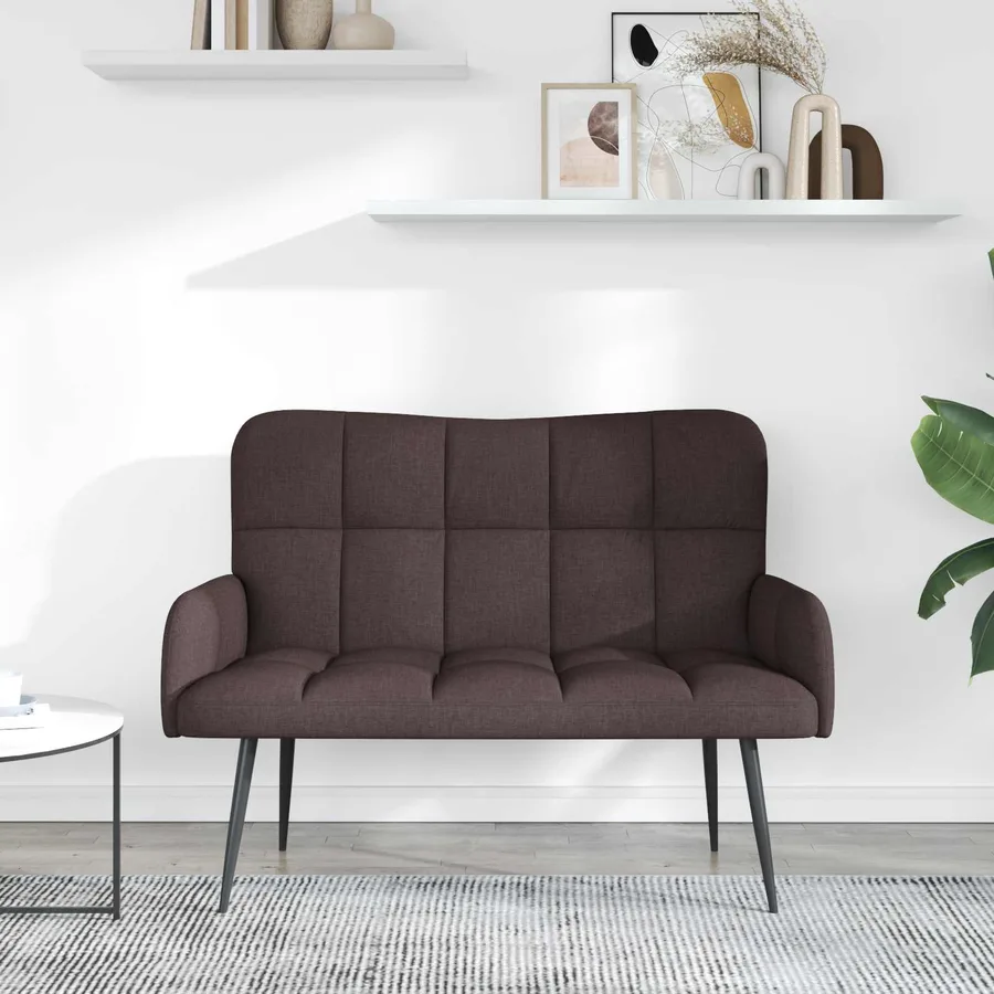Sofa 2 places Marron foncé 115 x 61 x 87 cm Tissu - 3