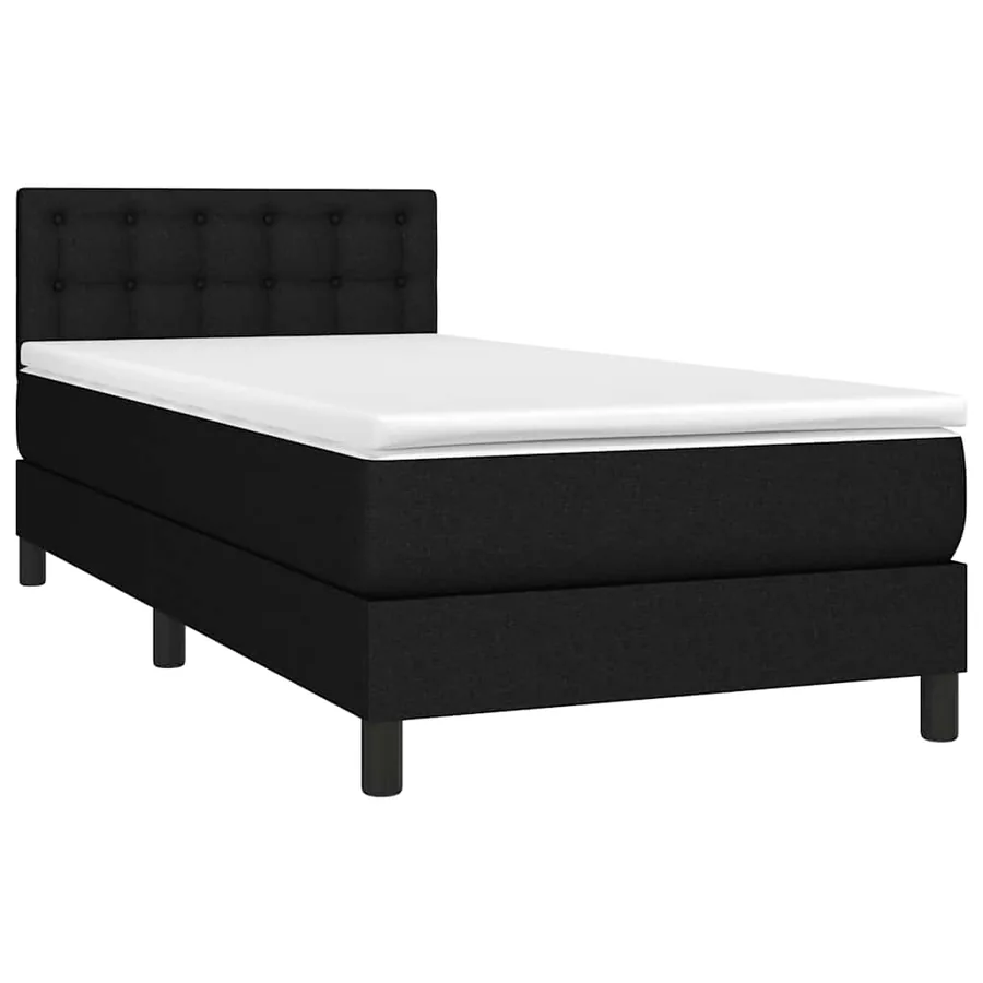 Sommier à lattes de lit avec matelas LED Noir 100x200 cm Tissu - 3