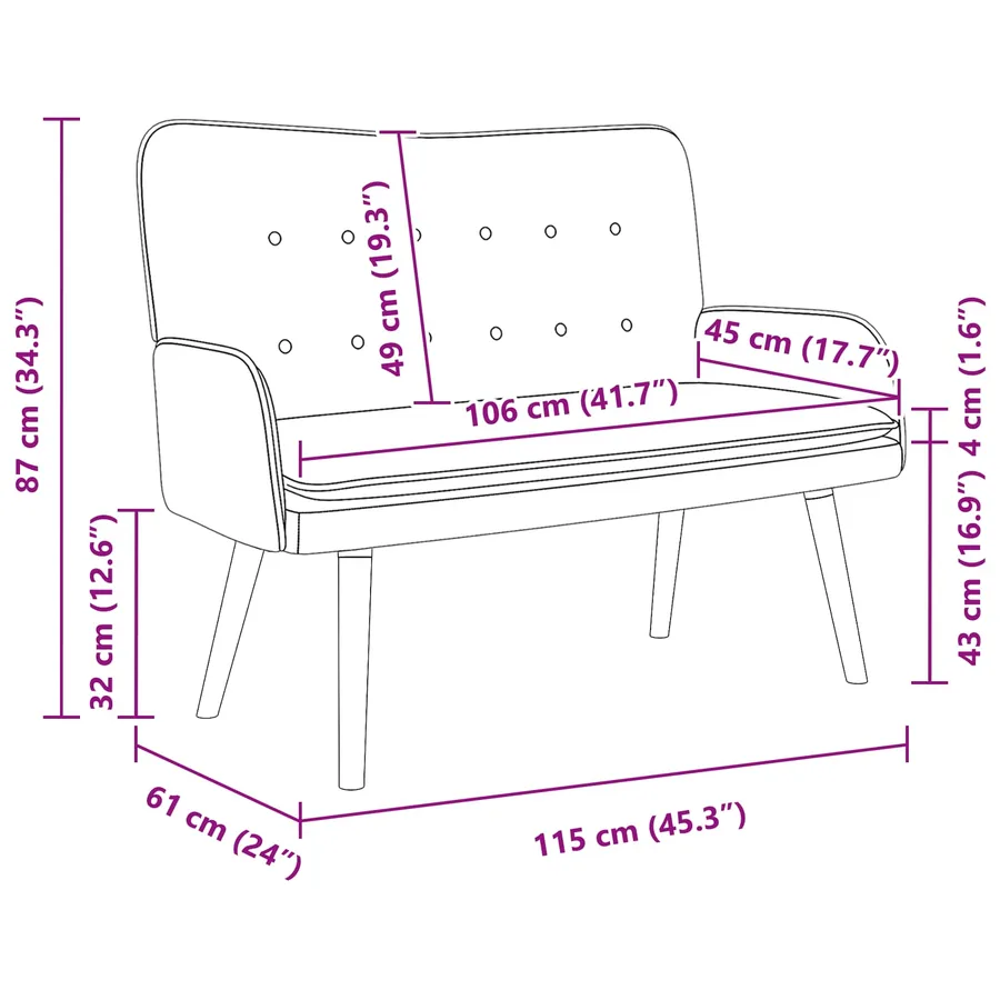 Sofa 2 places Jaune 115 x 61 x 87 cm Velours - 9