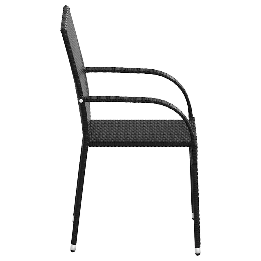 Chaises empilables d'extérieur lot de 4 Résine tressée Noir - 5