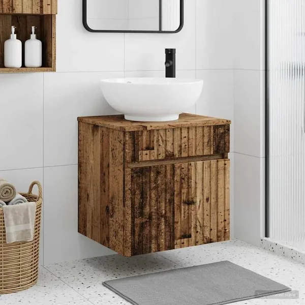 Meuble de lavabo mural Bois ancien 49 x 44,5 x 66,5 cm
