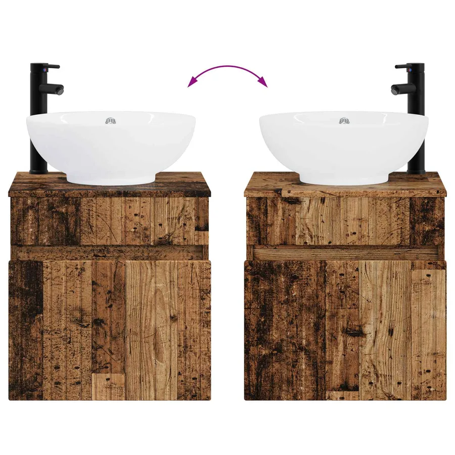 Meuble de lavabo mural Bois ancien 49 x 44,5 x 66,5 cm - 7