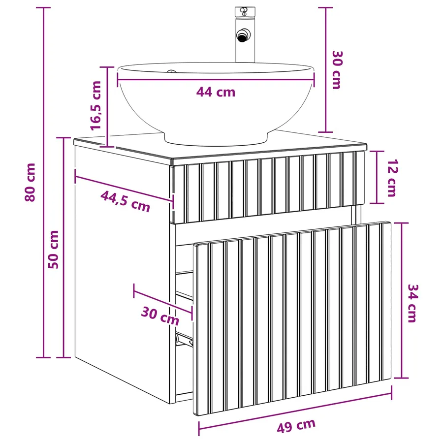 Meuble de lavabo mural Bois ancien 49 x 44,5 x 66,5 cm - 8