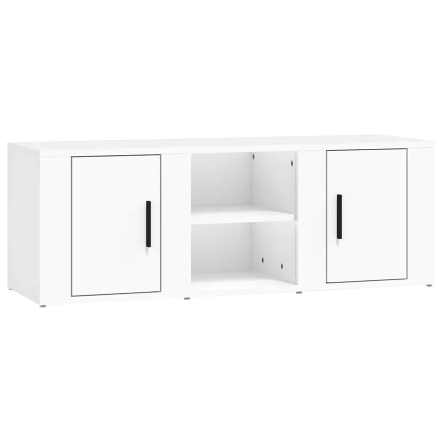 Meuble TV Blanc 100x31,5x35 cm Bois d'ingénierie - 2