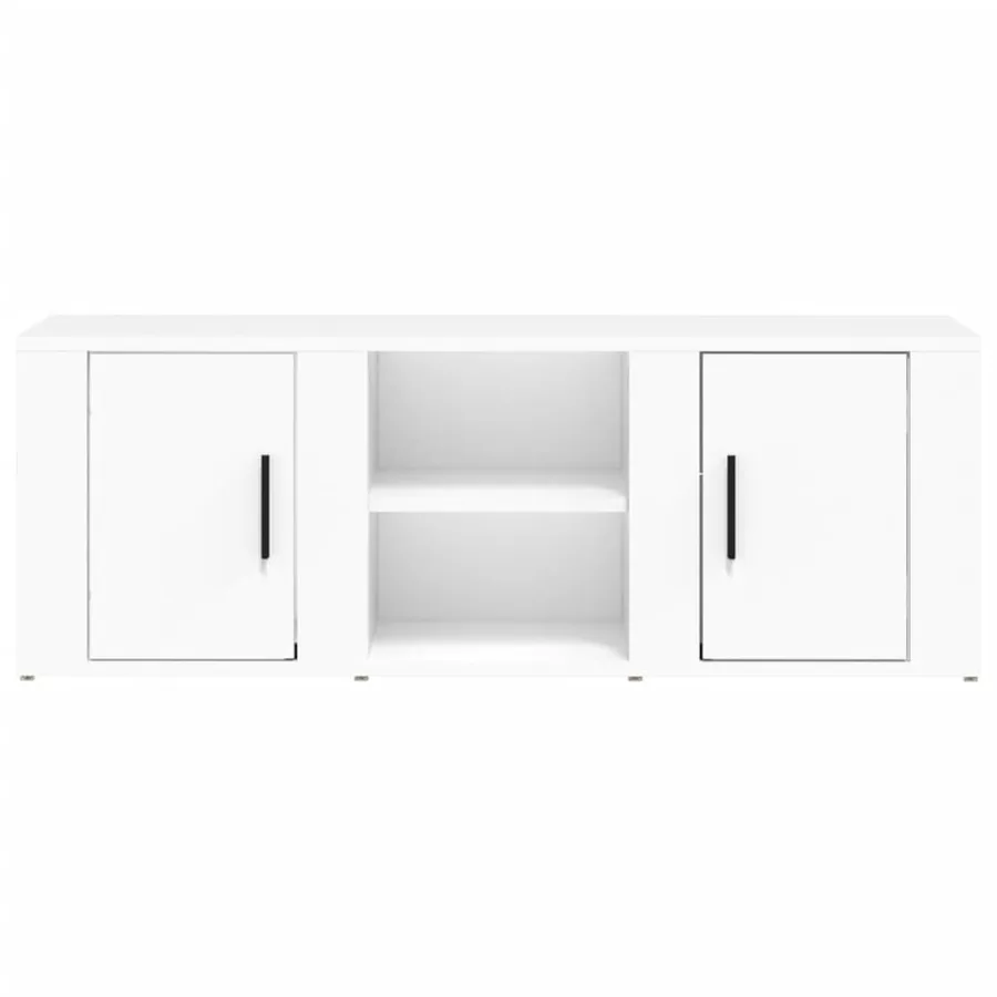 Meuble TV Blanc 100x31,5x35 cm Bois d'ingénierie - 5