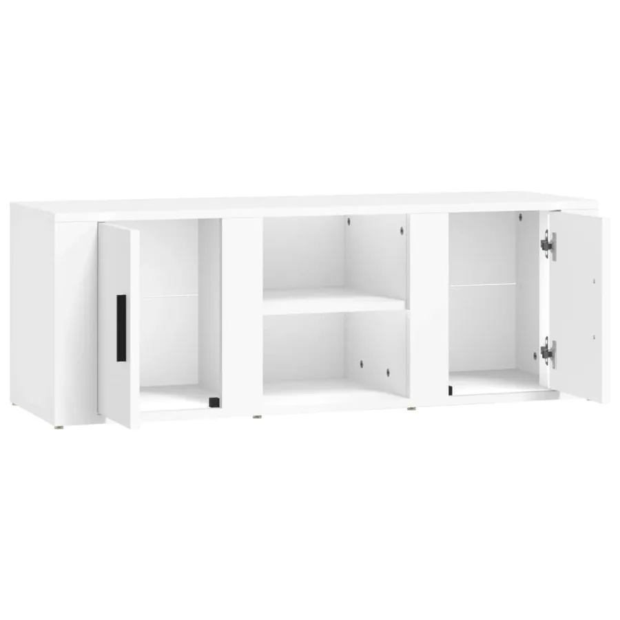 Meuble TV Blanc 100x31,5x35 cm Bois d'ingénierie - 7