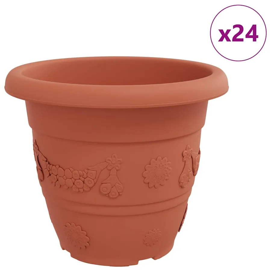 Pot à fleurs rond 24 pcs Rouge brique Ø 39 x 32 cm Plastique - 2
