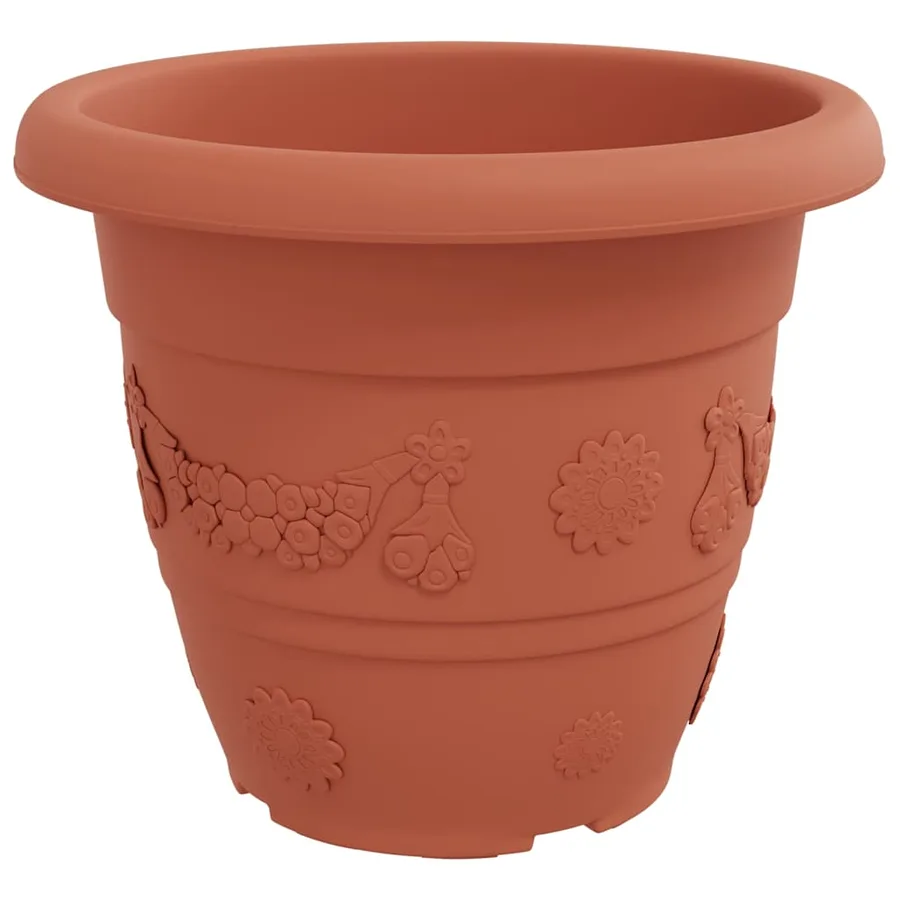 Pot à fleurs rond 24 pcs Rouge brique Ø 39 x 32 cm Plastique - 5