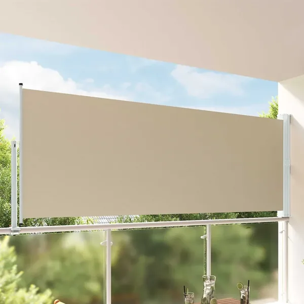 Auvent latéral 140 x 300 cm 100% polyester fer acier