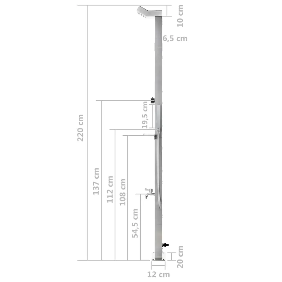 Douche de jardin avec base marron 225 cm Acier inoxydable - 17