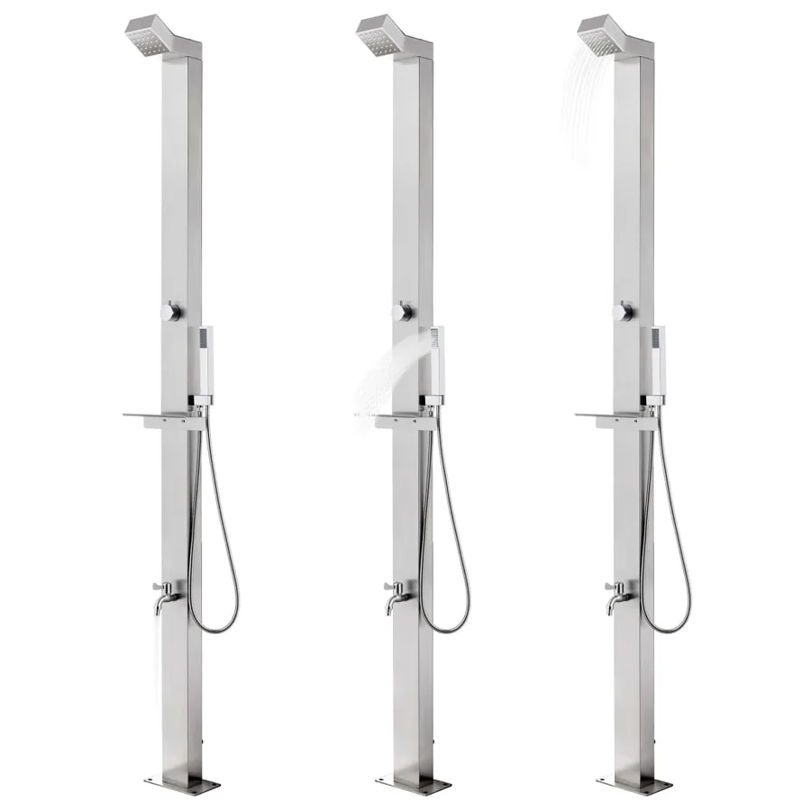 Douche de jardin avec base marron 225 cm Acier inoxydable - 2