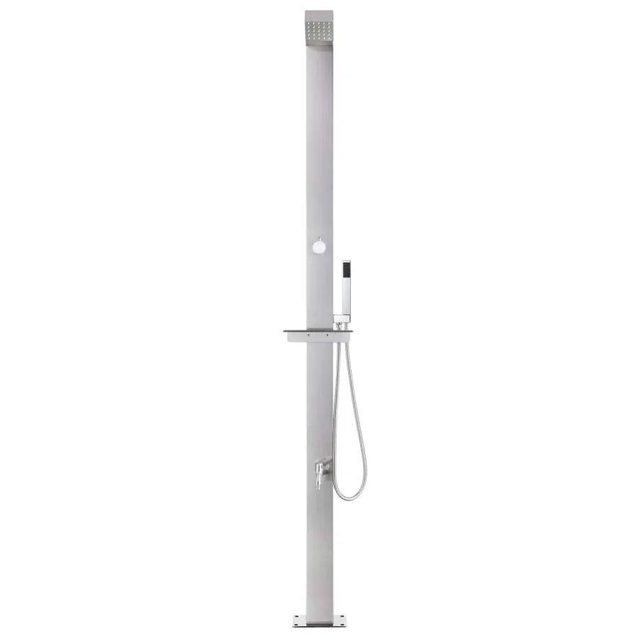 Douche de jardin avec base marron 225 cm Acier inoxydable - 4
