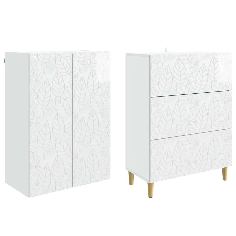 Ensemble de Meubles 2 pcs Blanc brillant 66 x 34,5 x 90 cm - 4