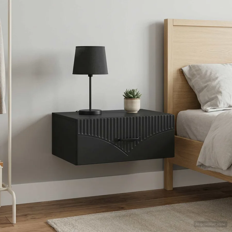 Cabinet de chevet mural 2 pcs Noir 49 x 34,5 x 20 cm - 4