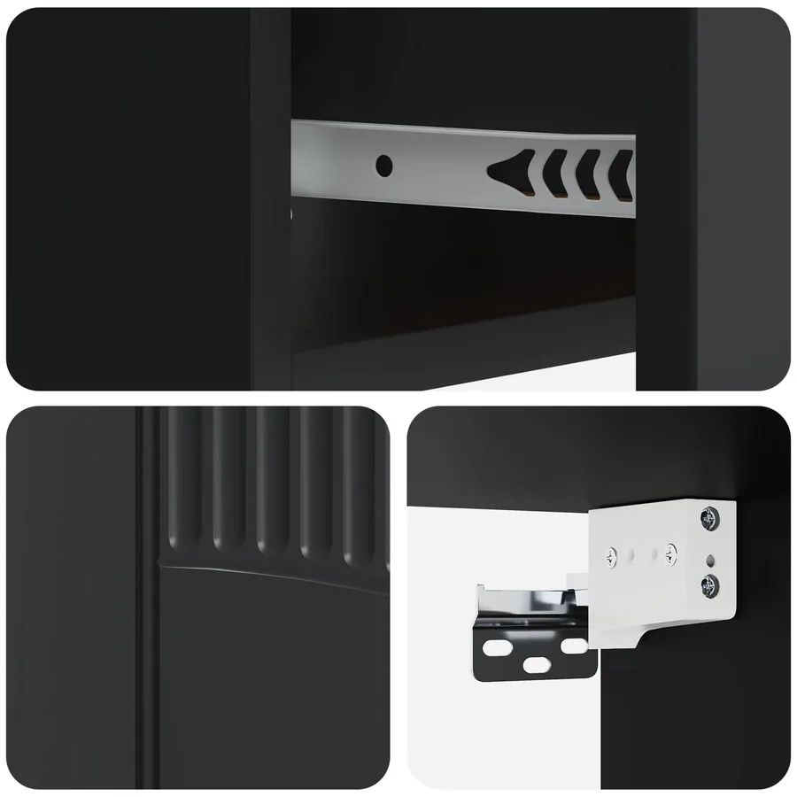 Cabinet de chevet mural 2 pcs Noir 49 x 34,5 x 20 cm - 8