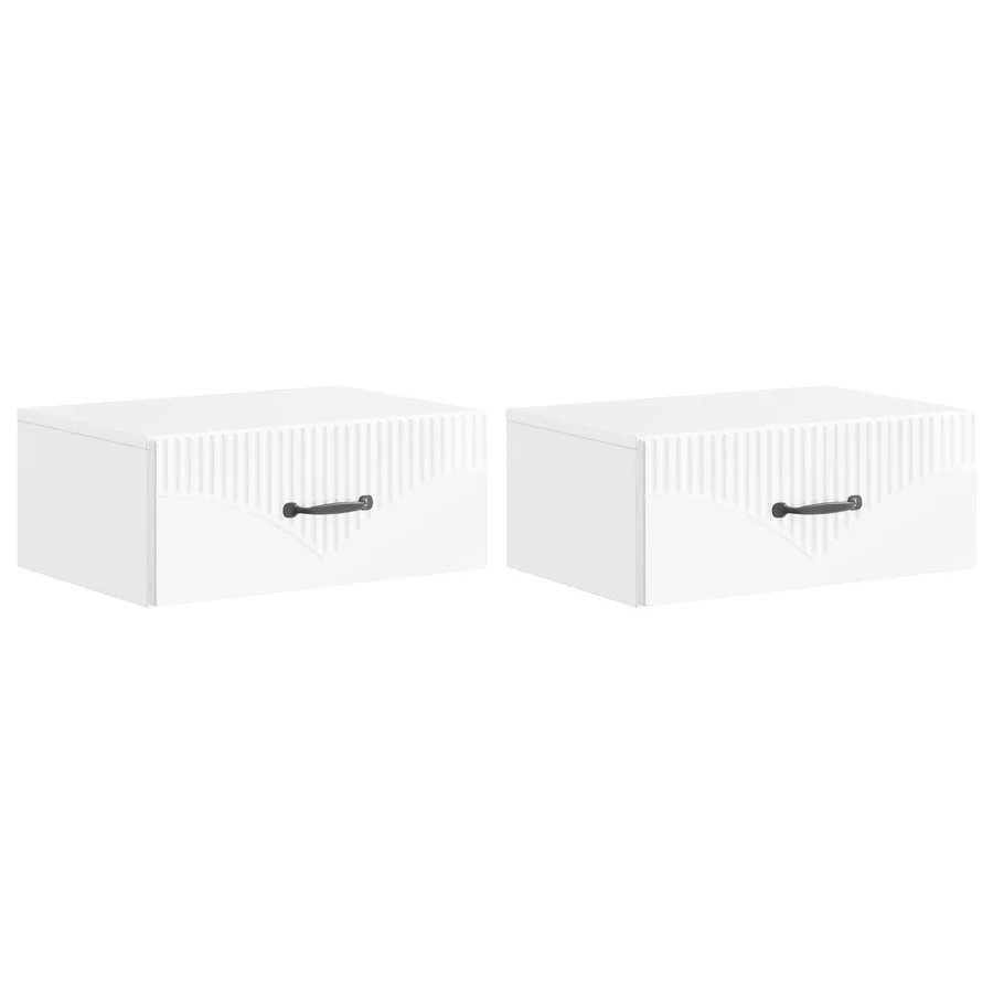 Cabinet de chevet mural 2 pcs Blanc brillant 49 x 34,5 x 20 cm - 2