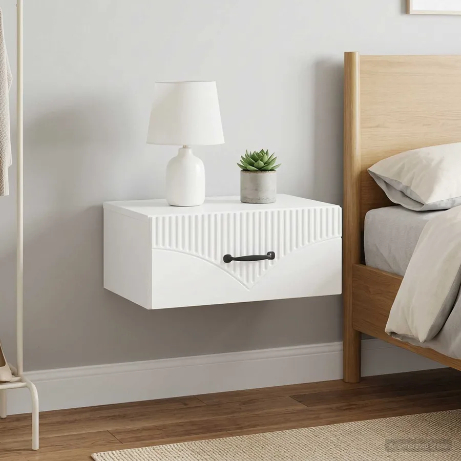 Cabinet de chevet mural 2 pcs Blanc brillant 49 x 34,5 x 20 cm - 4