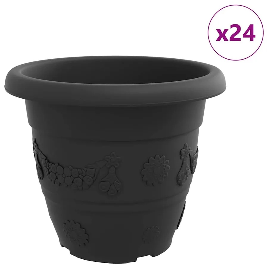 Pot à fleurs rond 24 pcs Noir Ø 39 x 32 cm Plastique - 2