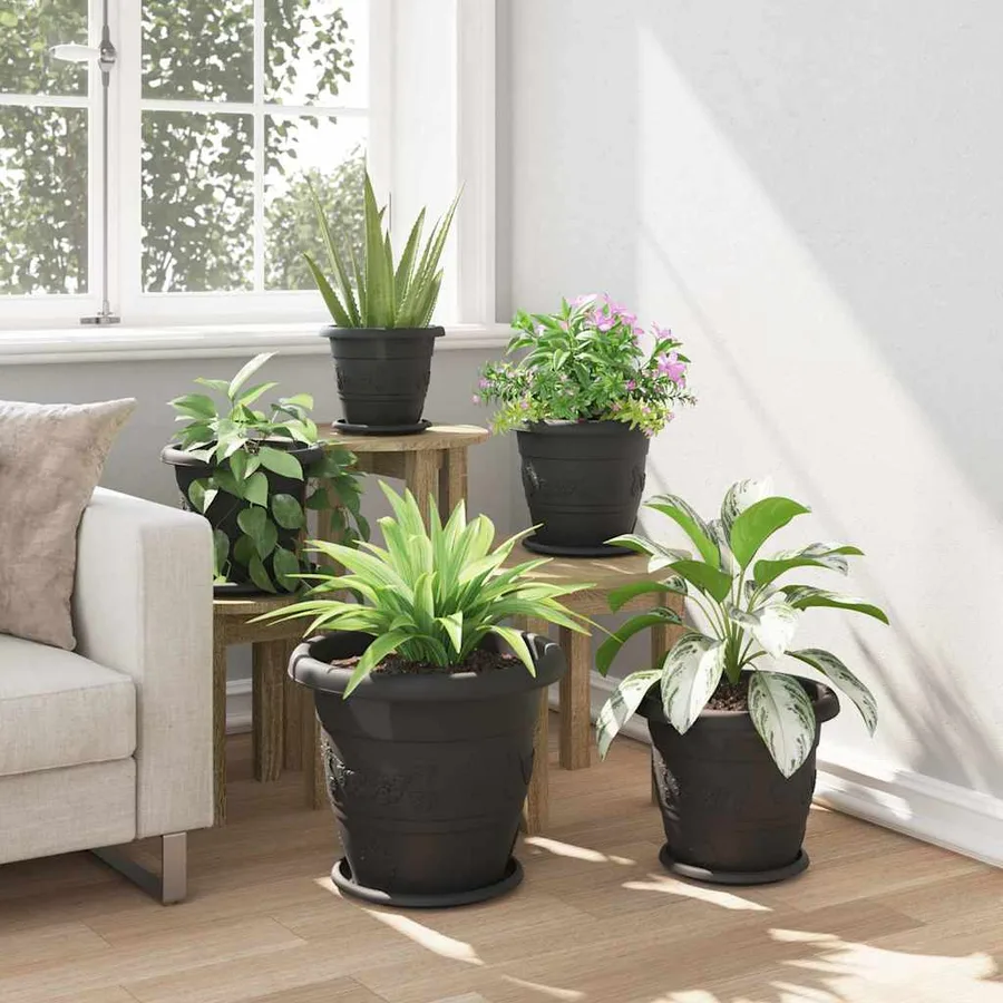 Pot à fleurs rond 24 pcs Noir Ø 39 x 32 cm Plastique - 4