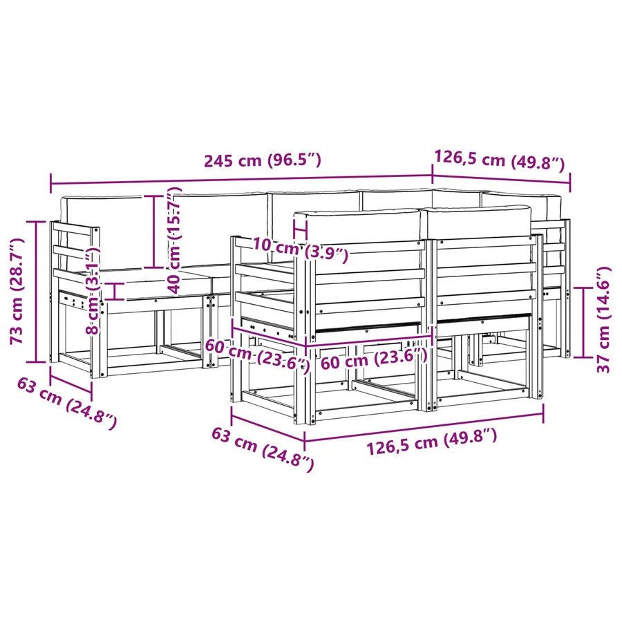 Ensemble de canapés d'extérieur 7 pcs Blanc et Beige Polyester - 7