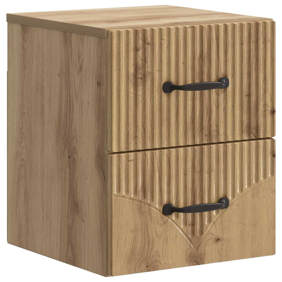 Cabinet de chevet mural Chêne artisanal 34,5 x 33 x 40 cm - 2