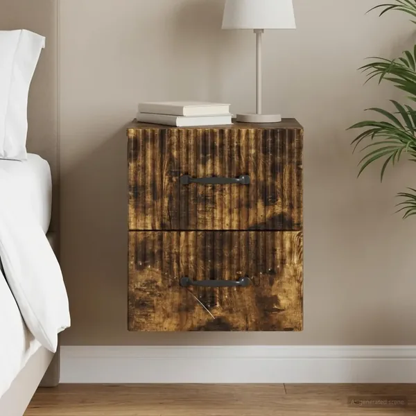 Cabinet de chevet mural Chêne fumé 34,5 x 33 x 40 cm