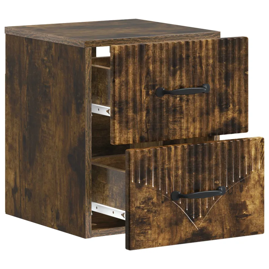 Cabinet de chevet mural Chêne fumé 34,5 x 33 x 40 cm - 4