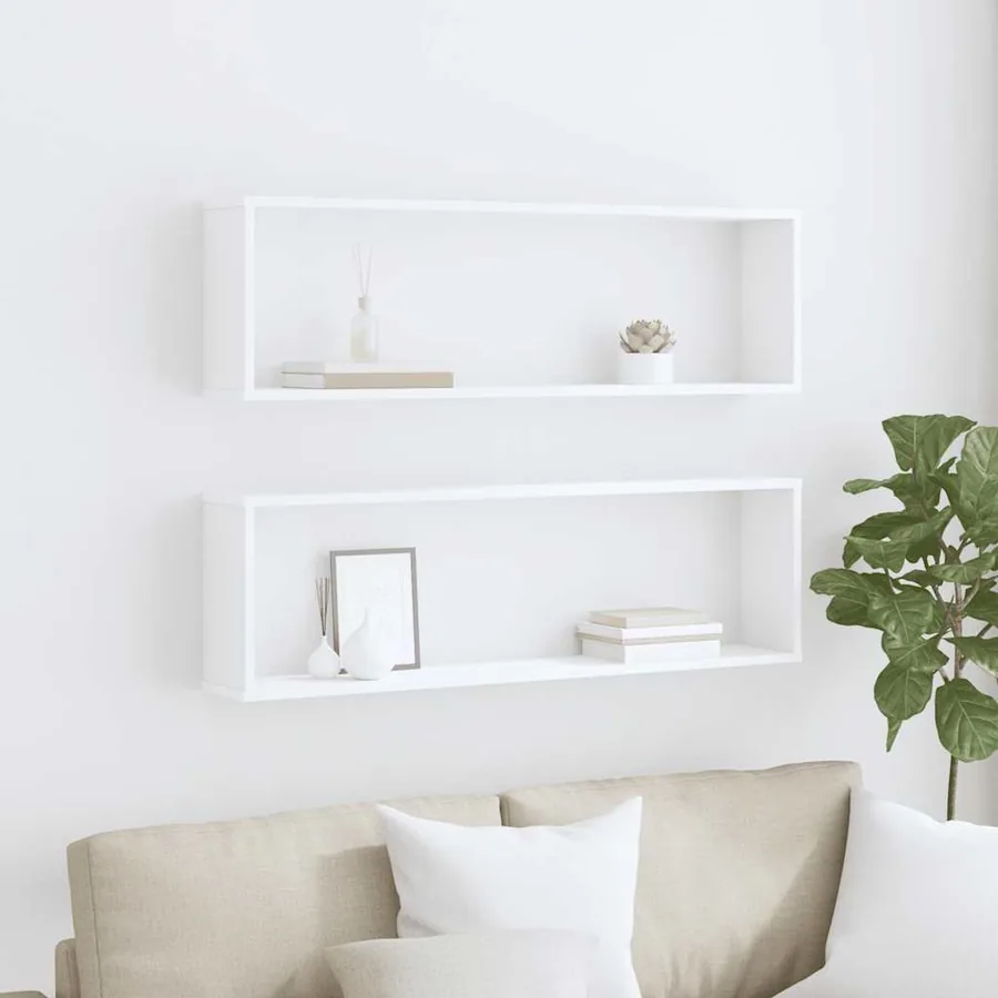 Étagères cube murales 2 pcs blanc 100x15x30cm bois d'ingénierie - 3