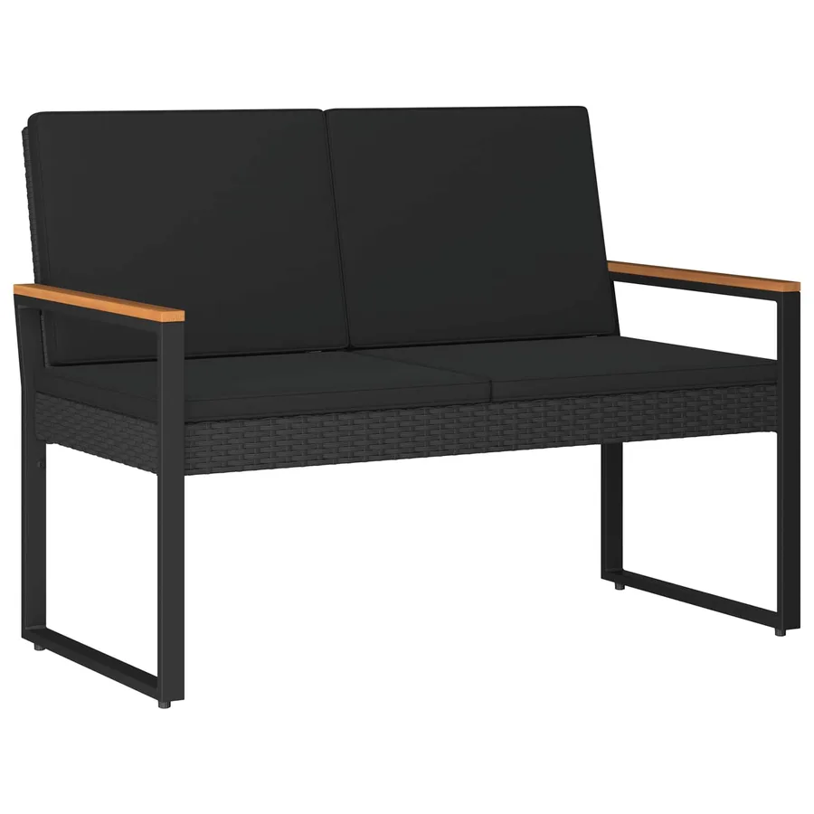 Banc extérieur avec coussin Noir 107 x 61 x 80 cm polyrotin - 2