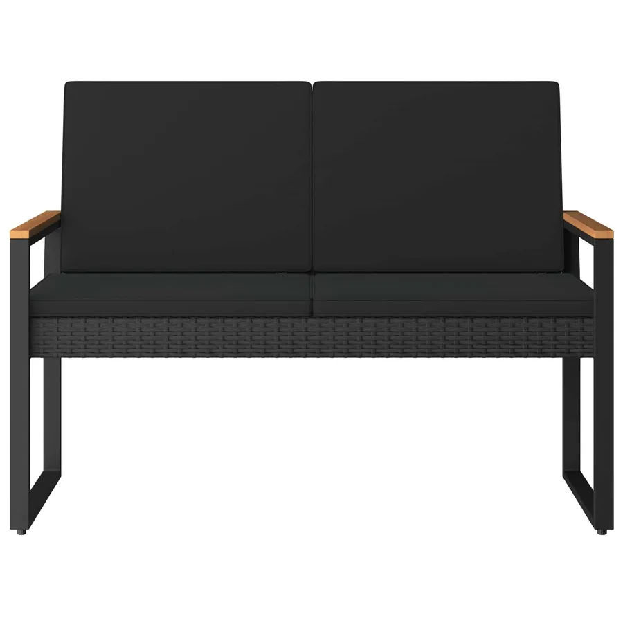 Banc extérieur avec coussin Noir 107 x 61 x 80 cm polyrotin - 5