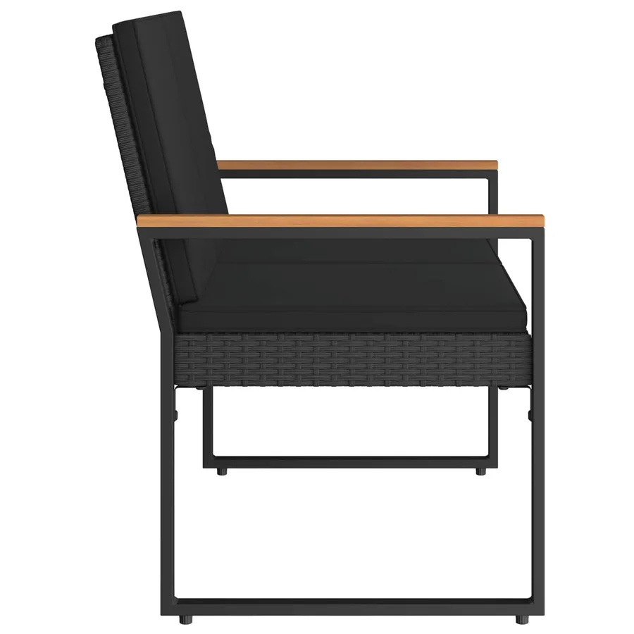 Banc extérieur avec coussin Noir 107 x 61 x 80 cm polyrotin - 6