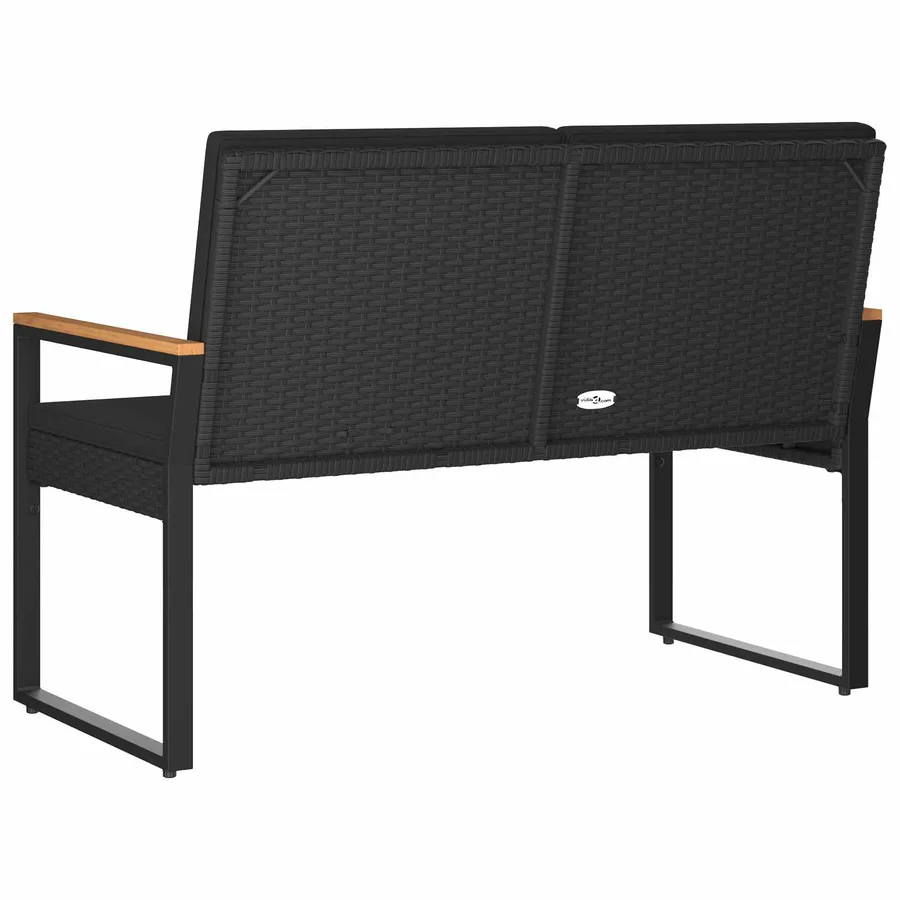 Banc extérieur avec coussin Noir 107 x 61 x 80 cm polyrotin - 7