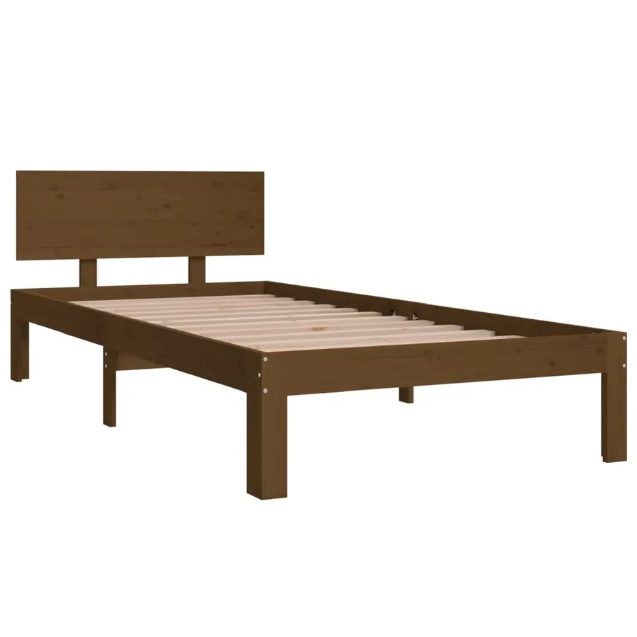Cadre de lit sans matelas Marron miel Bois pin massif 90x200 cm - 3
