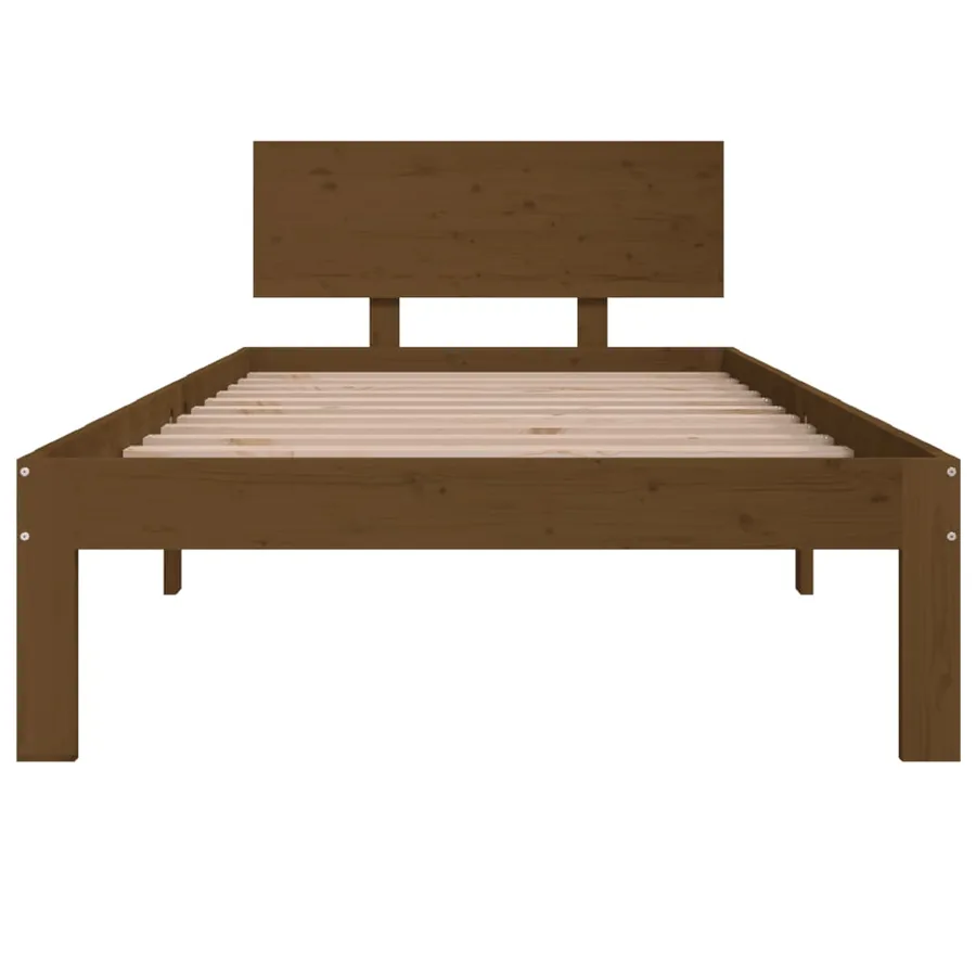 Cadre de lit sans matelas Marron miel Bois pin massif 90x200 cm - 4