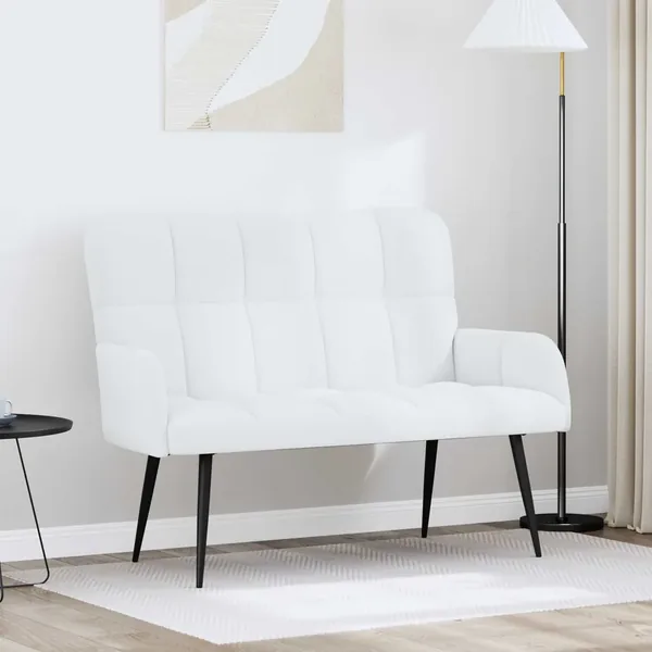 Sofa 2 places Blanc 115 x 61 x 87 cm Tissu