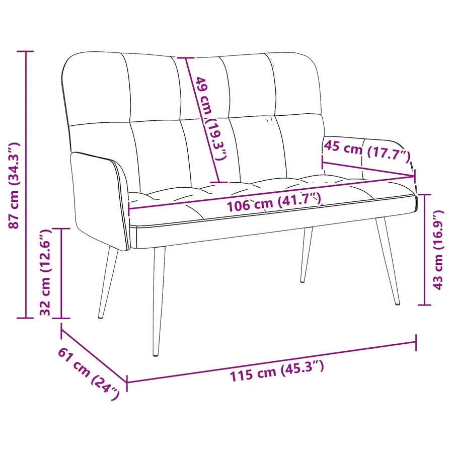 Sofa 2 places Blanc 115 x 61 x 87 cm Tissu - 9