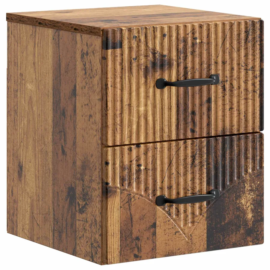 Cabinet de chevet mural Bois ancien 34,5 x 33 x 40 cm - 2