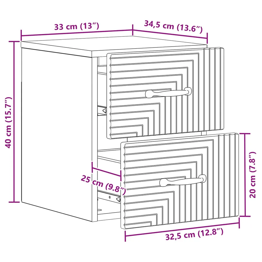 Cabinet de chevet mural 2 pcs Blanc 34,5 x 33 x 40 cm - 11
