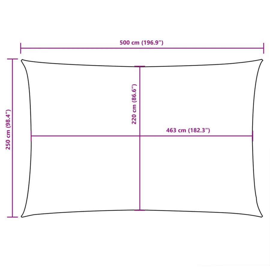 Voile de parasol tissu oxford rectangulaire 2,5x5 m noir - 10