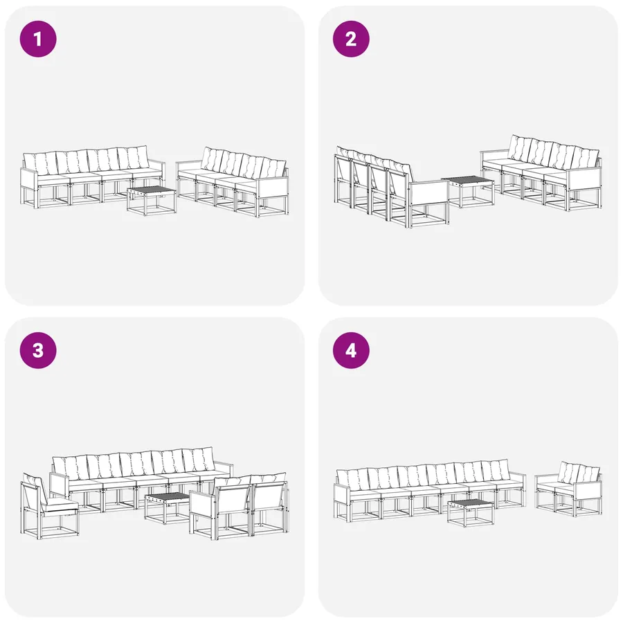 Ensemble de canapés d'extérieur 9 pcs Naturel et gris clair - 7