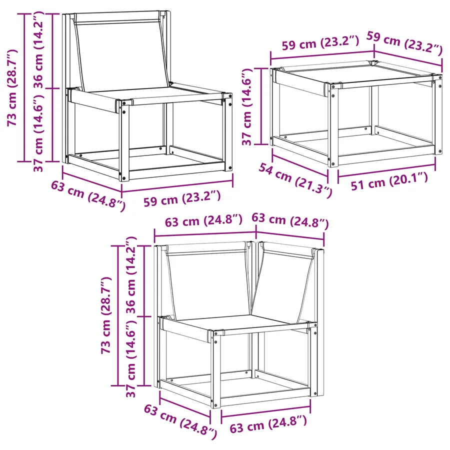 Ensemble de canapés d'extérieur 7 pcs Naturel et Crème - 12