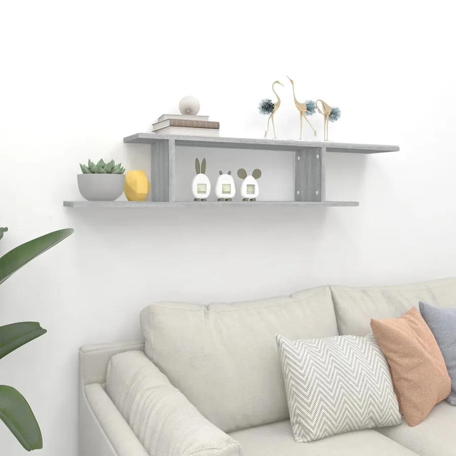 Étagère TV murale Sonoma gris 125x18x23 cm Bois d'ingénierie - 3